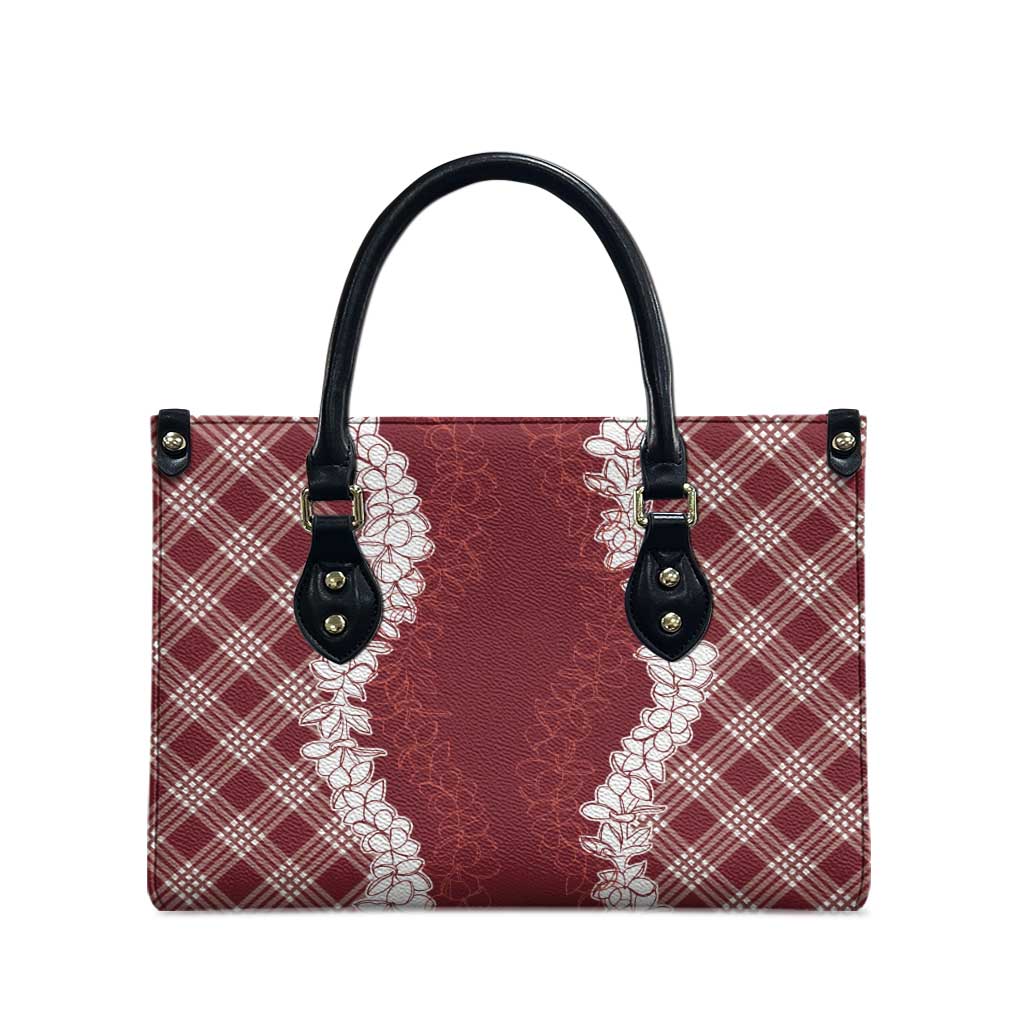 Hawaii Aloha Plumeria Lei Scarlet Palaka Leather Bag LT7 - Polynesian Pride