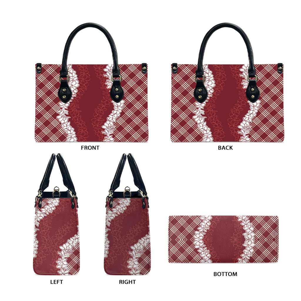 Hawaii Aloha Plumeria Lei Scarlet Palaka Leather Bag LT7 - Polynesian Pride