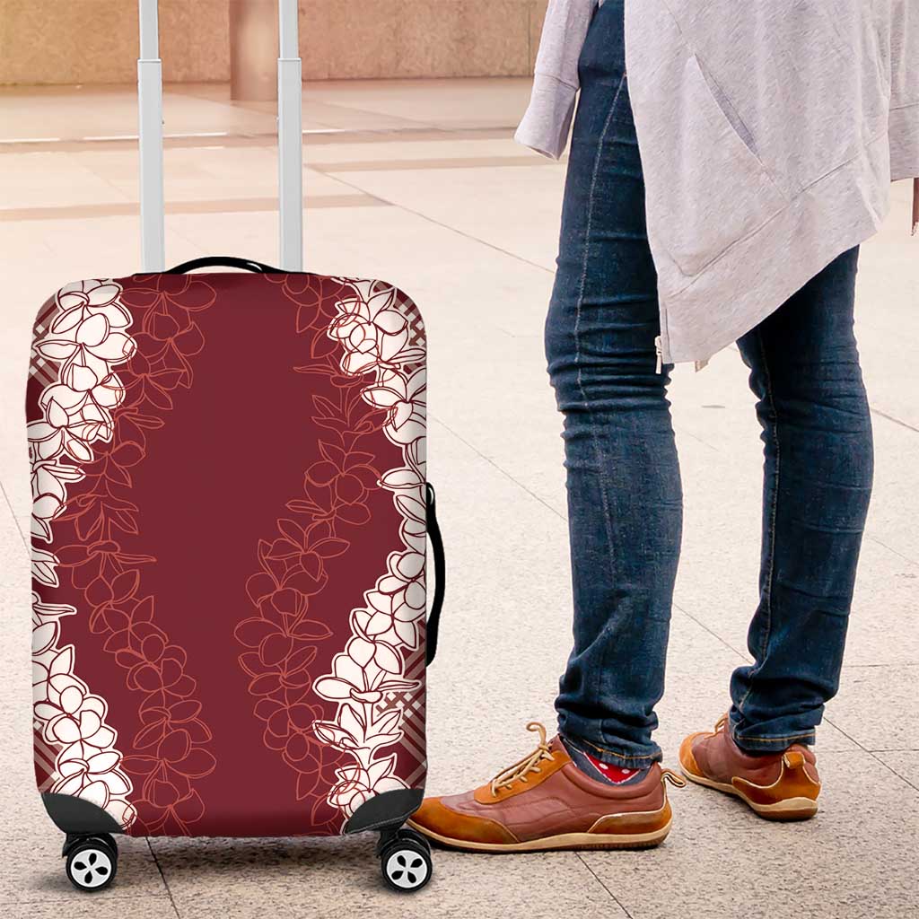 Hawaii Aloha Plumeria Lei Scarlet Palaka Luggage Cover LT7 Scarlet - Polynesian Pride