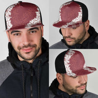Hawaii Aloha Plumeria Lei Scarlet Palaka Mesh Trucker Cap LT7 - Polynesian Pride