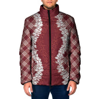 Hawaii Aloha Plumeria Lei Scarlet Palaka Padded Jacket LT7 Men Scarlet - Polynesian Pride
