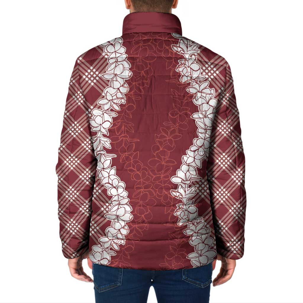 Hawaii Aloha Plumeria Lei Scarlet Palaka Padded Jacket LT7 - Polynesian Pride