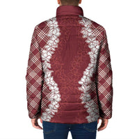Hawaii Aloha Plumeria Lei Scarlet Palaka Padded Jacket LT7 - Polynesian Pride