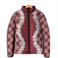Hawaii Aloha Plumeria Lei Scarlet Palaka Padded Jacket LT7 - Polynesian Pride
