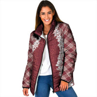 Hawaii Aloha Plumeria Lei Scarlet Palaka Padded Jacket LT7 Women Scarlet - Polynesian Pride