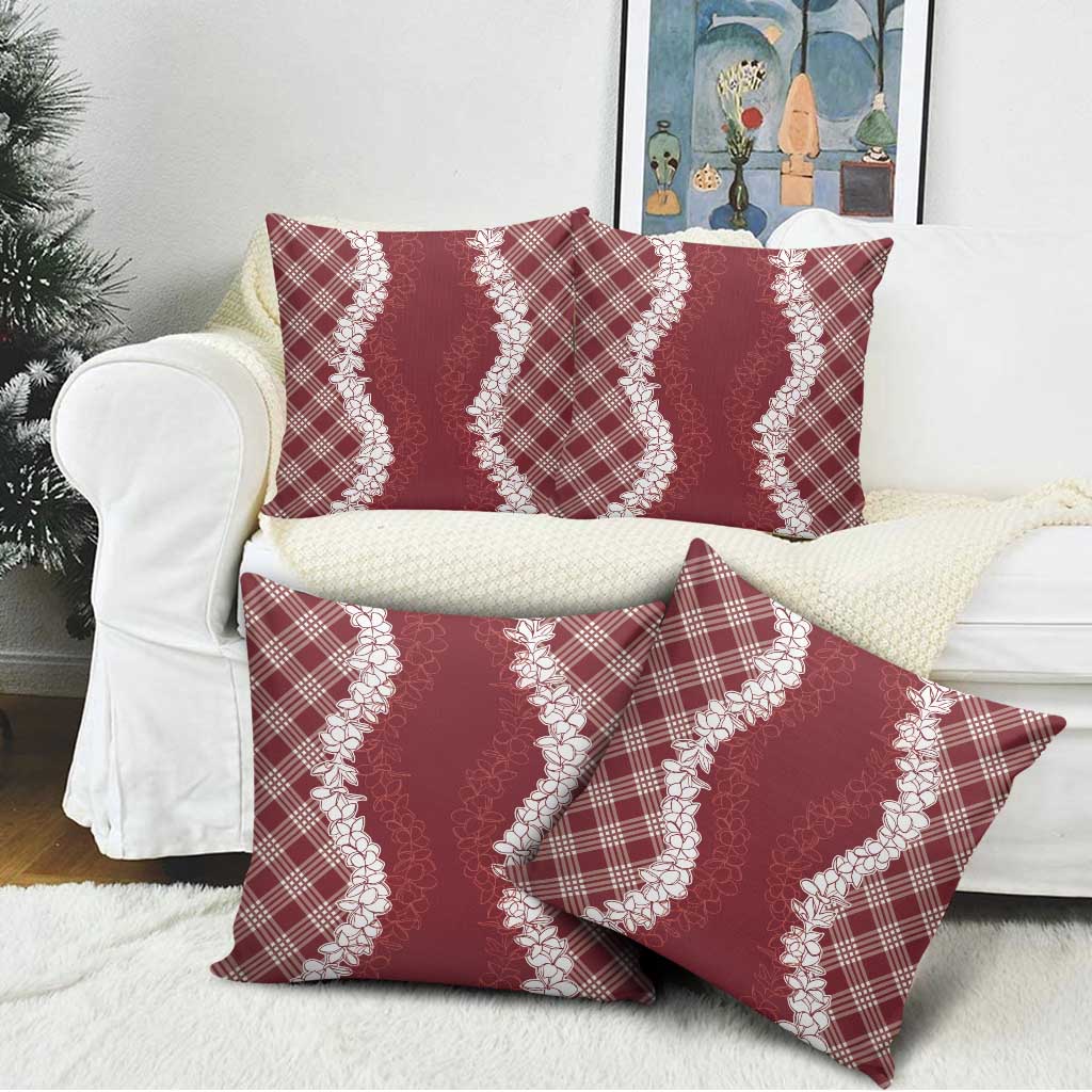 Hawaii Aloha Plumeria Lei Scarlet Palaka Pillow Cover LT7 - Polynesian Pride