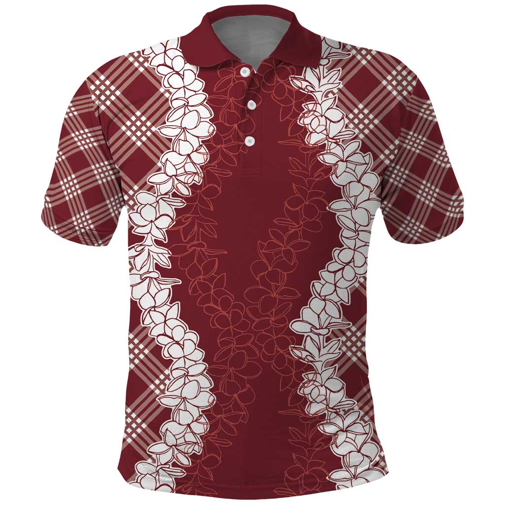 Hawaii Aloha Plumeria Lei Scarlet Palaka Polo Shirt LT7 Scarlet - Polynesian Pride