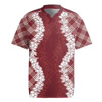 Hawaii Aloha Plumeria Lei Scarlet Palaka Rugby Jersey LT7 Scarlet - Polynesian Pride
