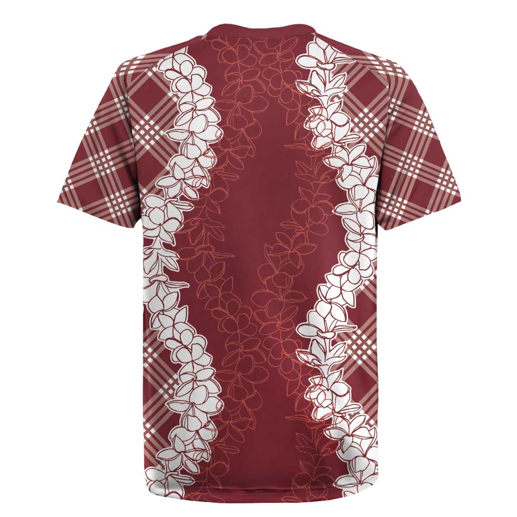Hawaii Aloha Plumeria Lei Scarlet Palaka Rugby Jersey LT7 - Polynesian Pride