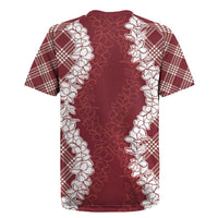 Hawaii Aloha Plumeria Lei Scarlet Palaka Rugby Jersey LT7 - Polynesian Pride