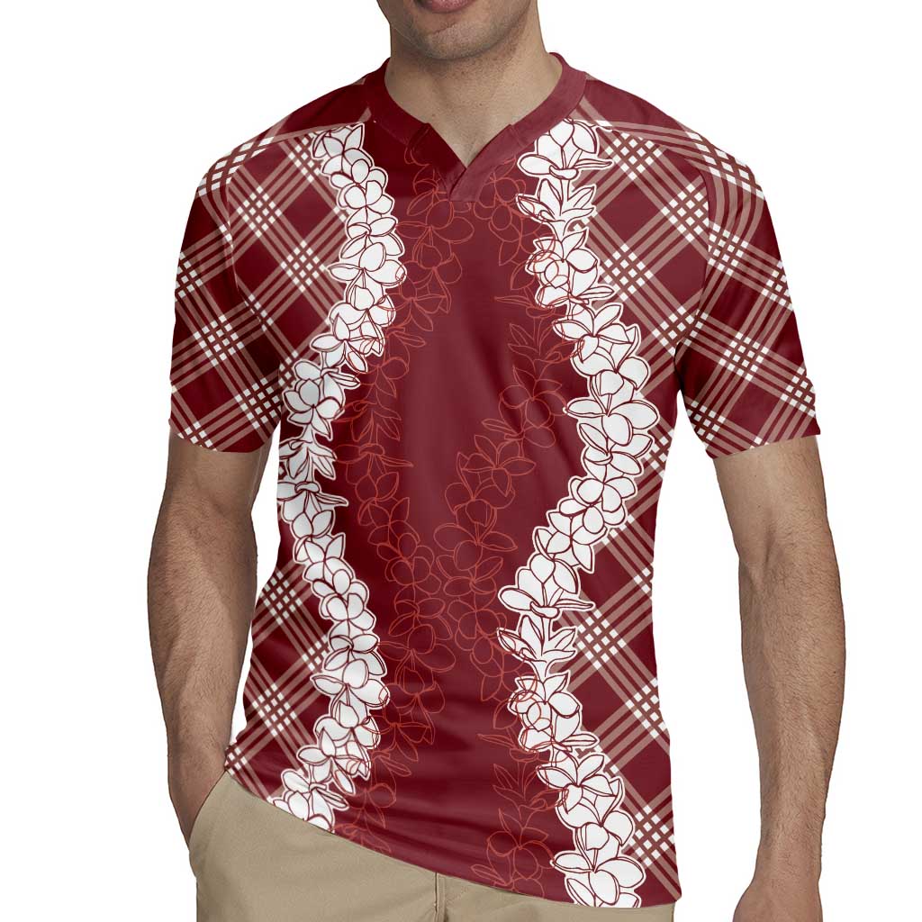 Hawaii Aloha Plumeria Lei Scarlet Palaka Rugby Jersey LT7 - Polynesian Pride
