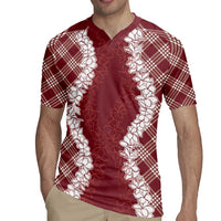 Hawaii Aloha Plumeria Lei Scarlet Palaka Rugby Jersey LT7 - Polynesian Pride