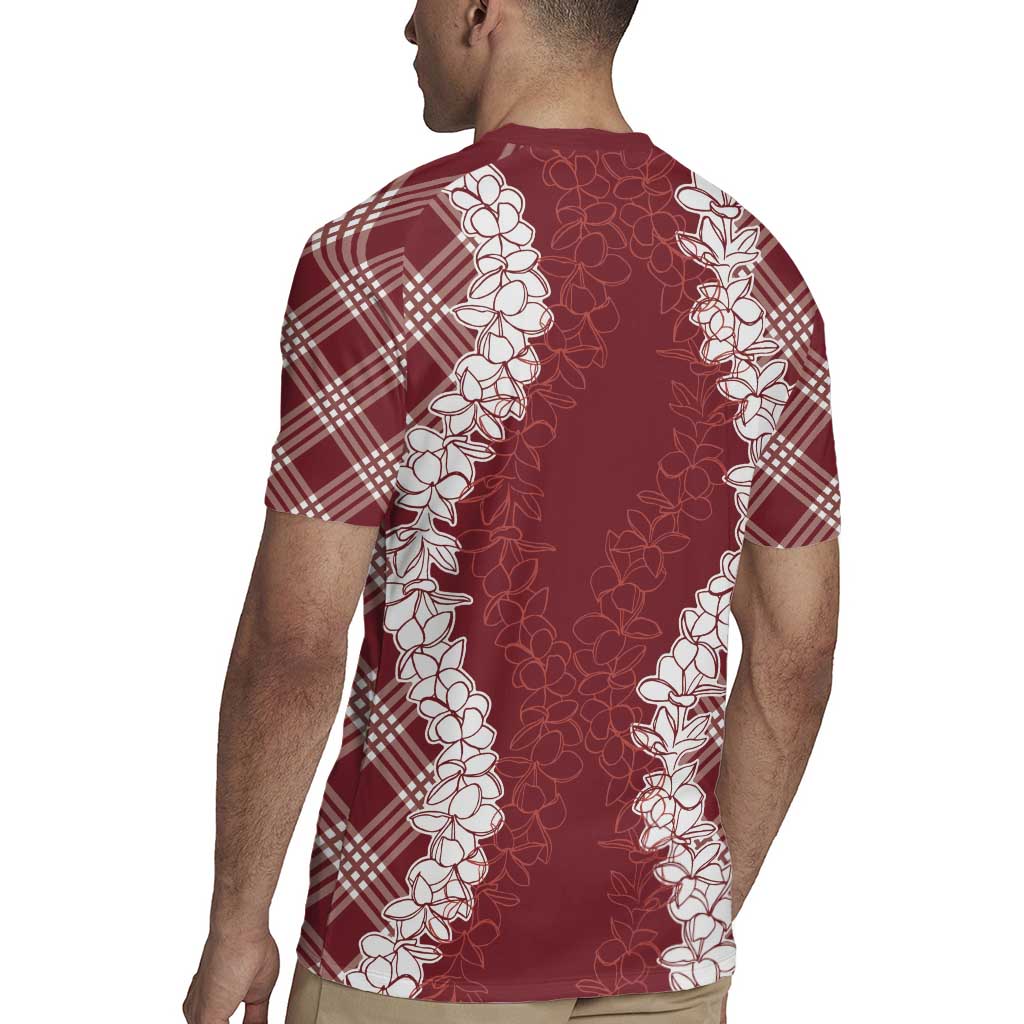Hawaii Aloha Plumeria Lei Scarlet Palaka Rugby Jersey LT7 - Polynesian Pride