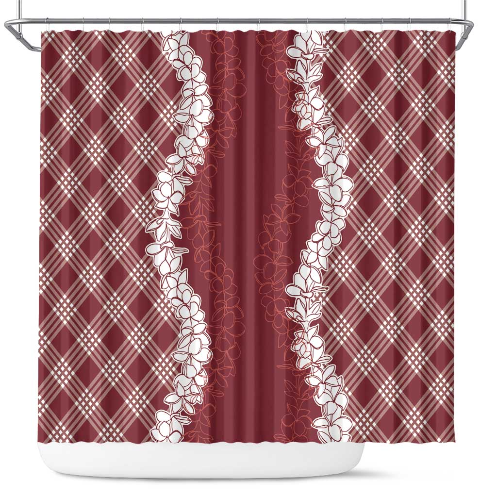 Hawaii Aloha Plumeria Lei Scarlet Palaka Shower Curtain LT7 Scarlet - Polynesian Pride