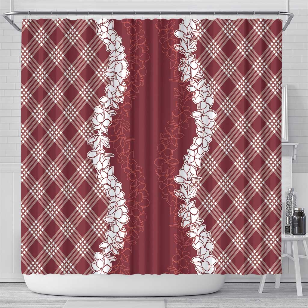 Hawaii Aloha Plumeria Lei Scarlet Palaka Shower Curtain LT7 - Polynesian Pride