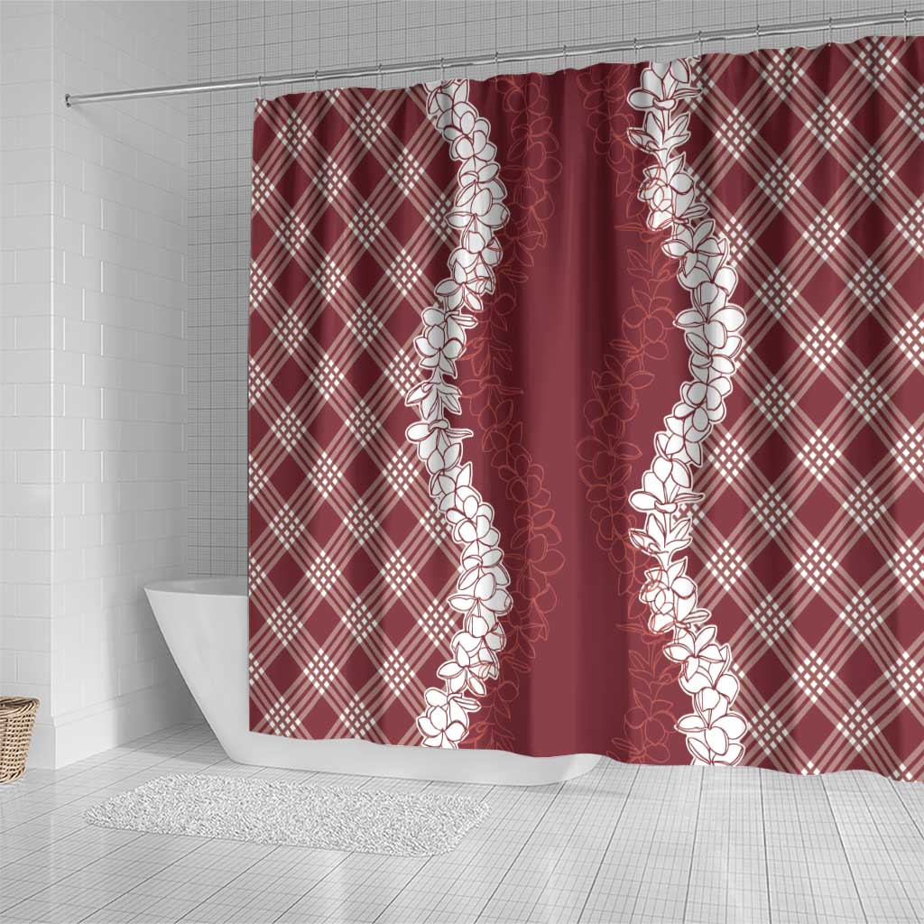 Hawaii Aloha Plumeria Lei Scarlet Palaka Shower Curtain LT7 - Polynesian Pride