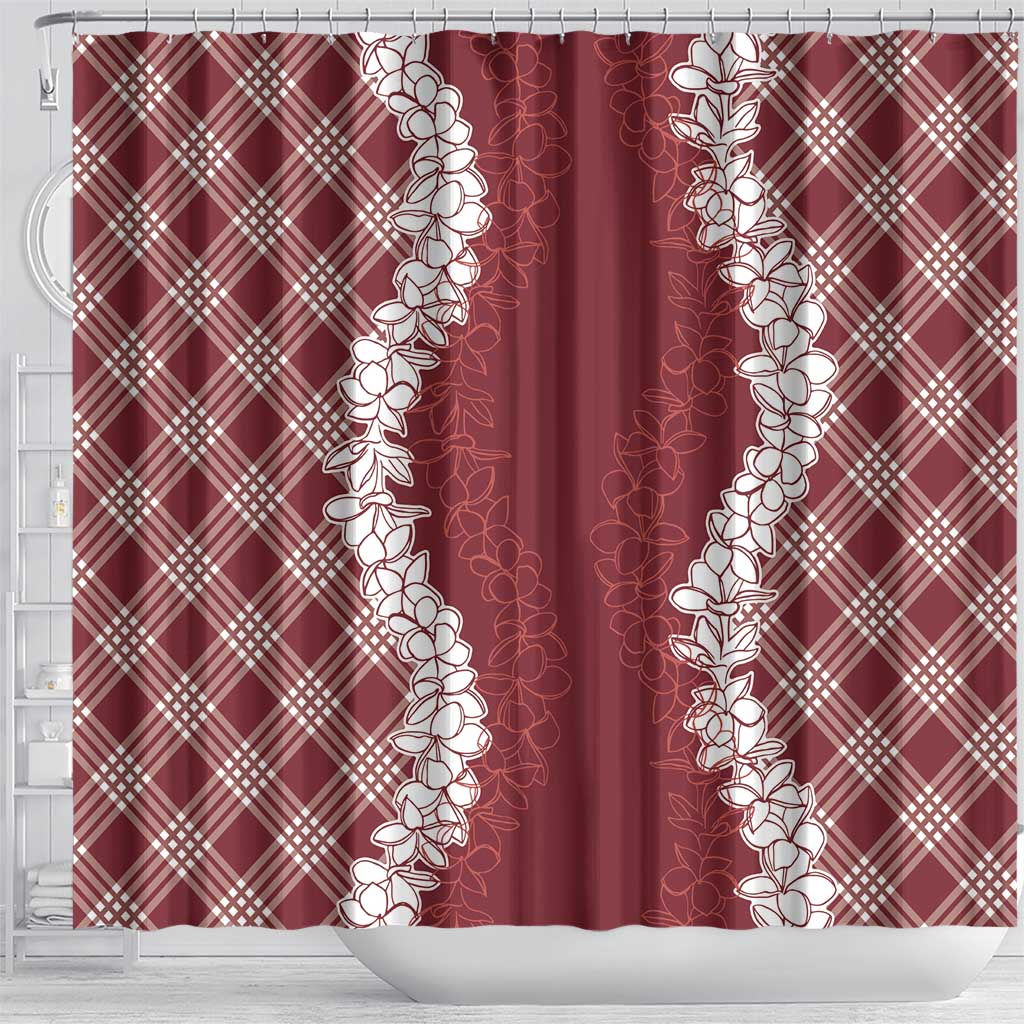 Hawaii Aloha Plumeria Lei Scarlet Palaka Shower Curtain LT7 - Polynesian Pride