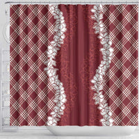 Hawaii Aloha Plumeria Lei Scarlet Palaka Shower Curtain LT7 - Polynesian Pride