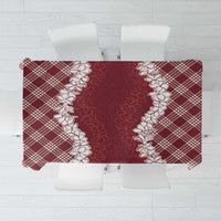 Hawaii Aloha Plumeria Lei Scarlet Palaka Tablecloth LT7 Scarlet - Polynesian Pride