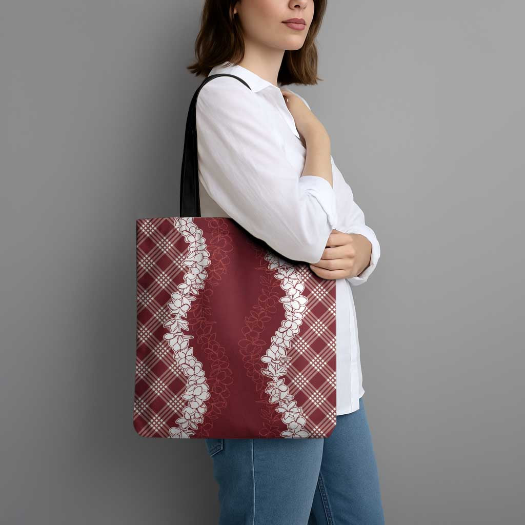 Hawaii Aloha Plumeria Lei Scarlet Palaka Tote Bag LT7 - Polynesian Pride