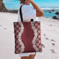 Hawaii Aloha Plumeria Lei Scarlet Palaka Tote Bag LT7 - Polynesian Pride