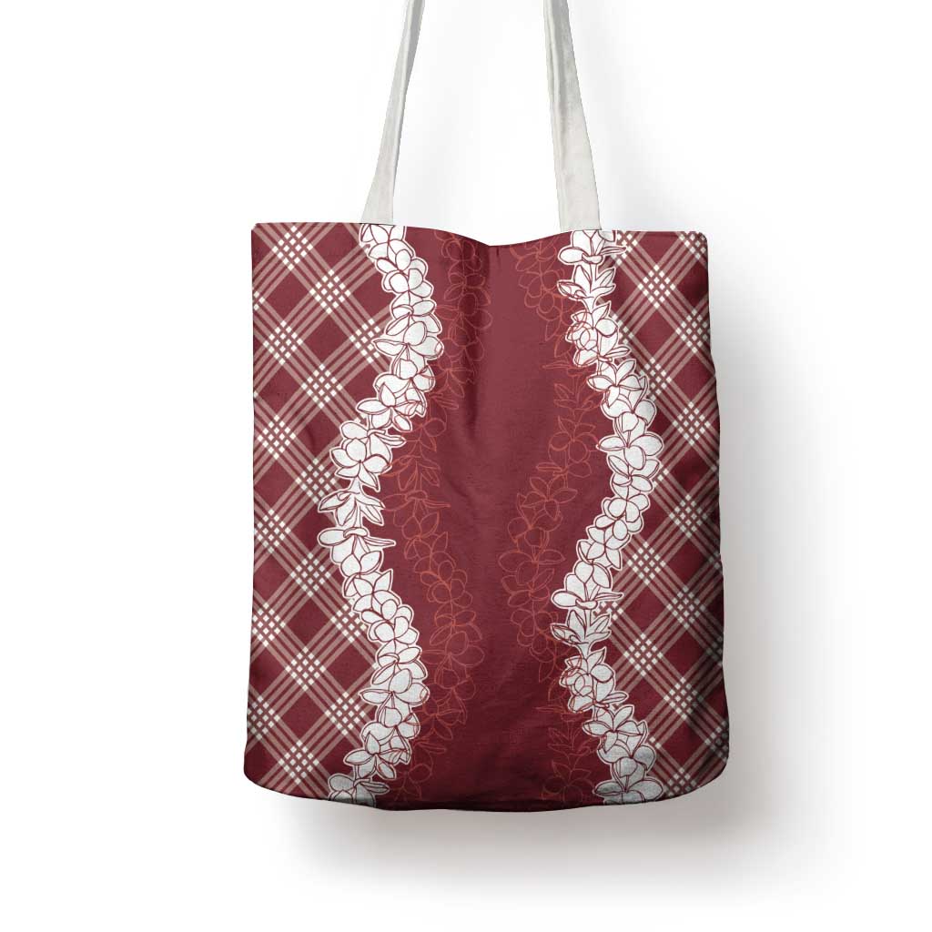 Hawaii Aloha Plumeria Lei Scarlet Palaka Tote Bag LT7 - Polynesian Pride