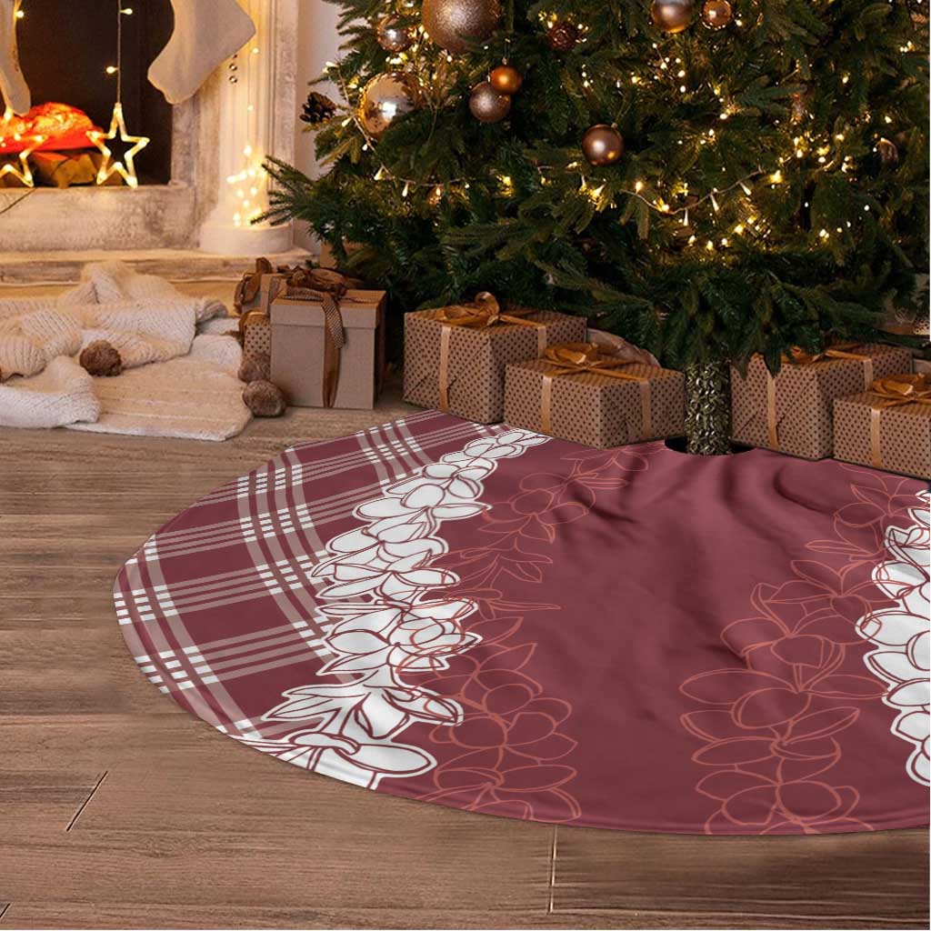 Hawaii Aloha Plumeria Lei Scarlet Palaka Tree Skirt LT7 - Polynesian Pride