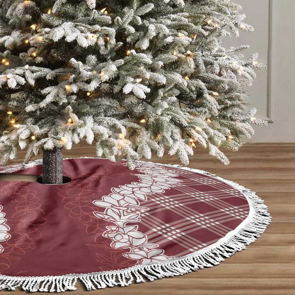 Hawaii Aloha Plumeria Lei Scarlet Palaka Tree Skirt LT7 - Polynesian Pride