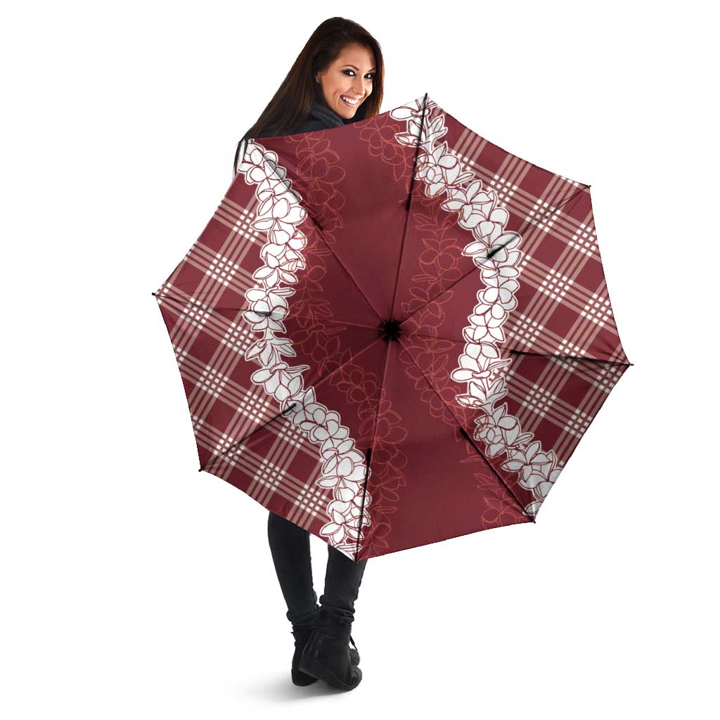 Hawaii Aloha Plumeria Lei Scarlet Palaka Umbrella LT7 - Polynesian Pride