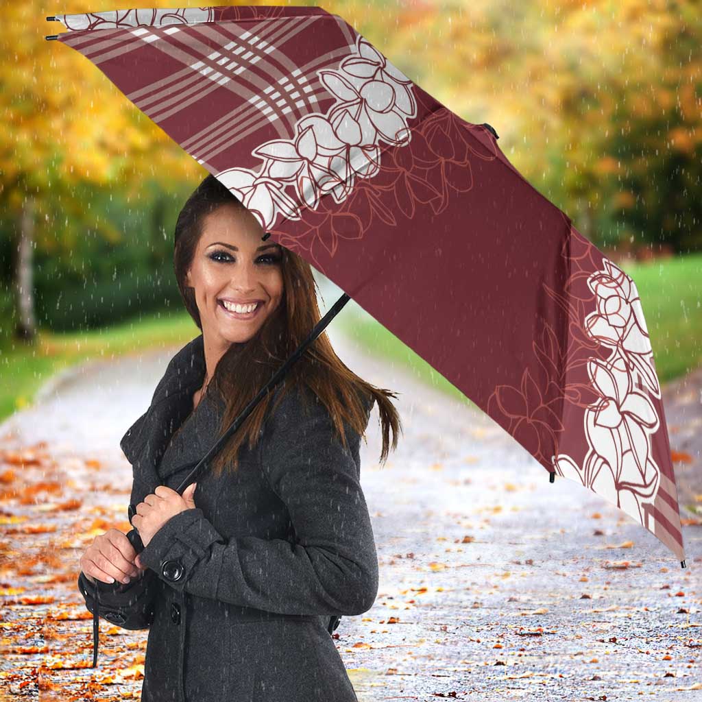 Hawaii Aloha Plumeria Lei Scarlet Palaka Umbrella LT7 - Polynesian Pride