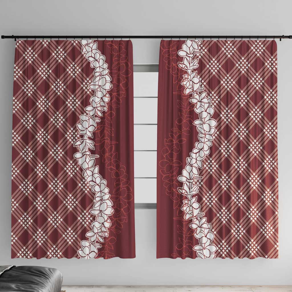 Hawaii Aloha Plumeria Lei Scarlet Palaka Window Curtain LT7 With Hooks Scarlet - Polynesian Pride