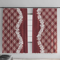 Hawaii Aloha Plumeria Lei Scarlet Palaka Window Curtain LT7 With Hooks Scarlet - Polynesian Pride