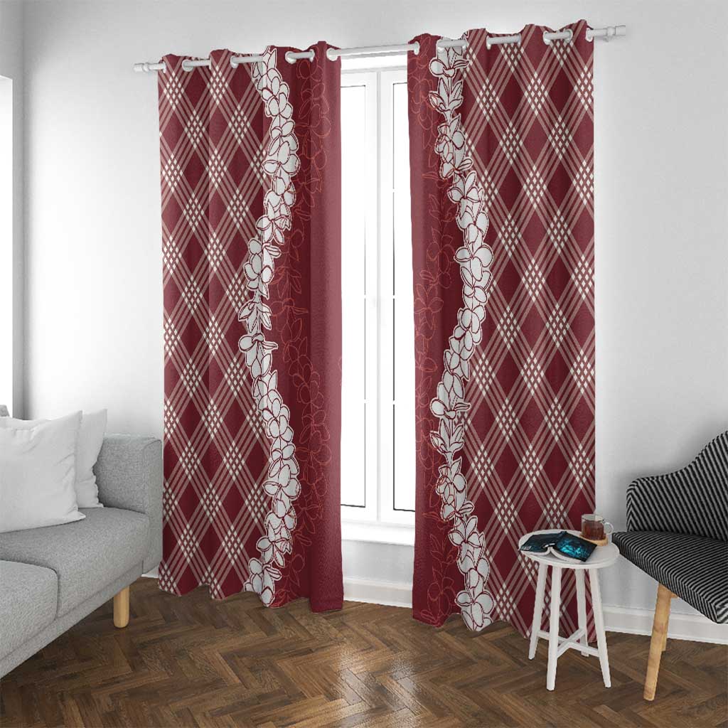 Hawaii Aloha Plumeria Lei Scarlet Palaka Window Curtain LT7 With Grommets Scarlet - Polynesian Pride