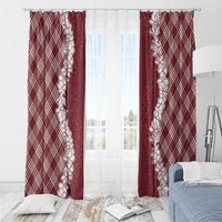 Hawaii Aloha Plumeria Lei Scarlet Palaka Window Curtain LT7 - Polynesian Pride