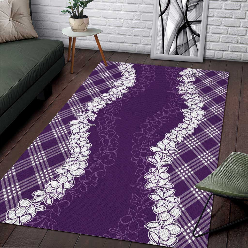 Hawaii Aloha Plumeria Lei Violet Palaka Area Rug LT7 Violet - Polynesian Pride