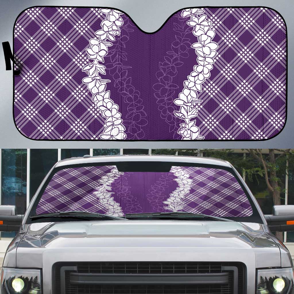 Hawaii Aloha Plumeria Lei Violet Palaka Auto Sun Shade LT7 Violet - Polynesian Pride
