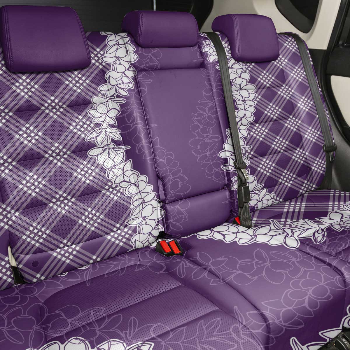 Hawaii Aloha Plumeria Lei Violet Palaka Back Car Seat Cover LT7 - Polynesian Pride