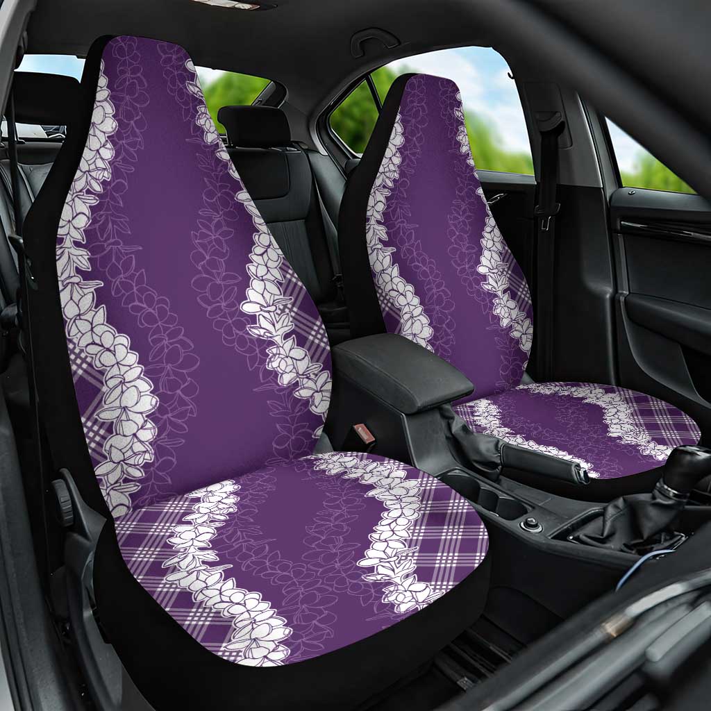 Hawaii Aloha Plumeria Lei Violet Palaka Car Seat Cover LT7 One Size Violet - Polynesian Pride