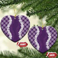 Hawaii Aloha Plumeria Lei Violet Palaka Ceramic Ornament LT7 Heart Violet - Polynesian Pride