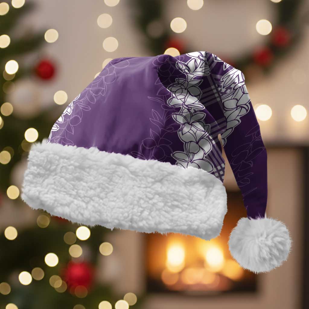 Hawaii Aloha Plumeria Lei Violet Palaka Christmas Santa Hat LT7 With Fur Violet - Polynesian Pride