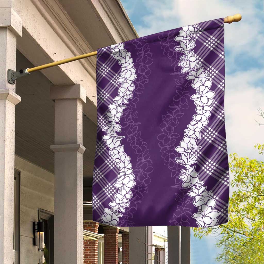 Hawaii Aloha Plumeria Lei Violet Palaka Garden Flag LT7 House Flag Violet - Polynesian Pride