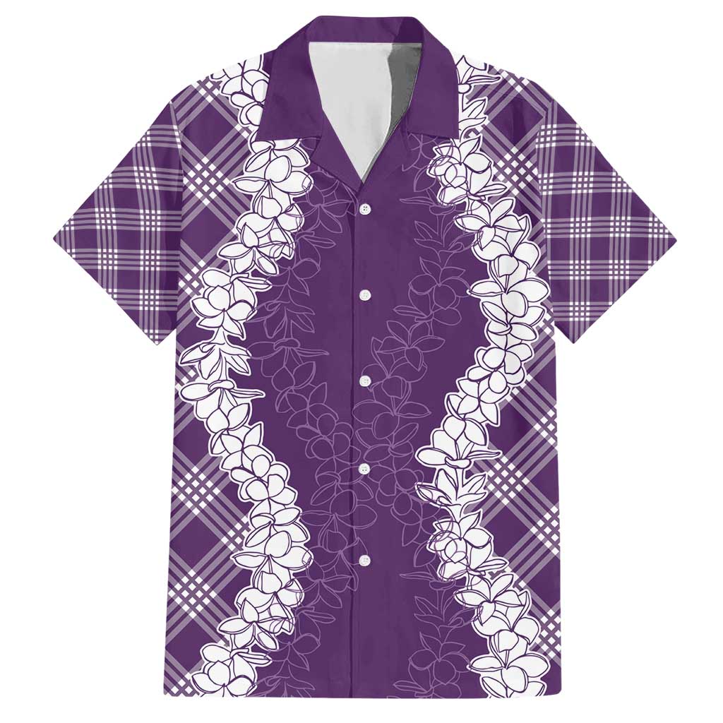 Hawaii Aloha Plumeria Lei Violet Palaka Hawaiian Shirt LT7 Violet - Polynesian Pride