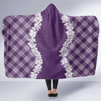 Hawaii Aloha Plumeria Lei Violet Palaka Hooded Blanket LT7 One Size Violet - Polynesian Pride