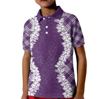 Hawaii Aloha Plumeria Lei Violet Palaka Kid Polo Shirt LT7 Kid Violet - Polynesian Pride