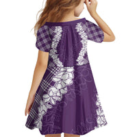 Hawaii Aloha Plumeria Lei Violet Palaka Kid Short Sleeve Dress LT7 - Polynesian Pride