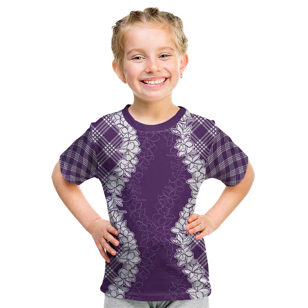 Hawaii Aloha Plumeria Lei Violet Palaka Kid T Shirt LT7 Violet - Polynesian Pride