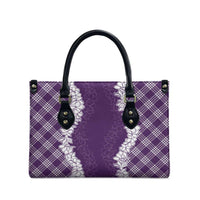 Hawaii Aloha Plumeria Lei Violet Palaka Leather Bag LT7 - Polynesian Pride