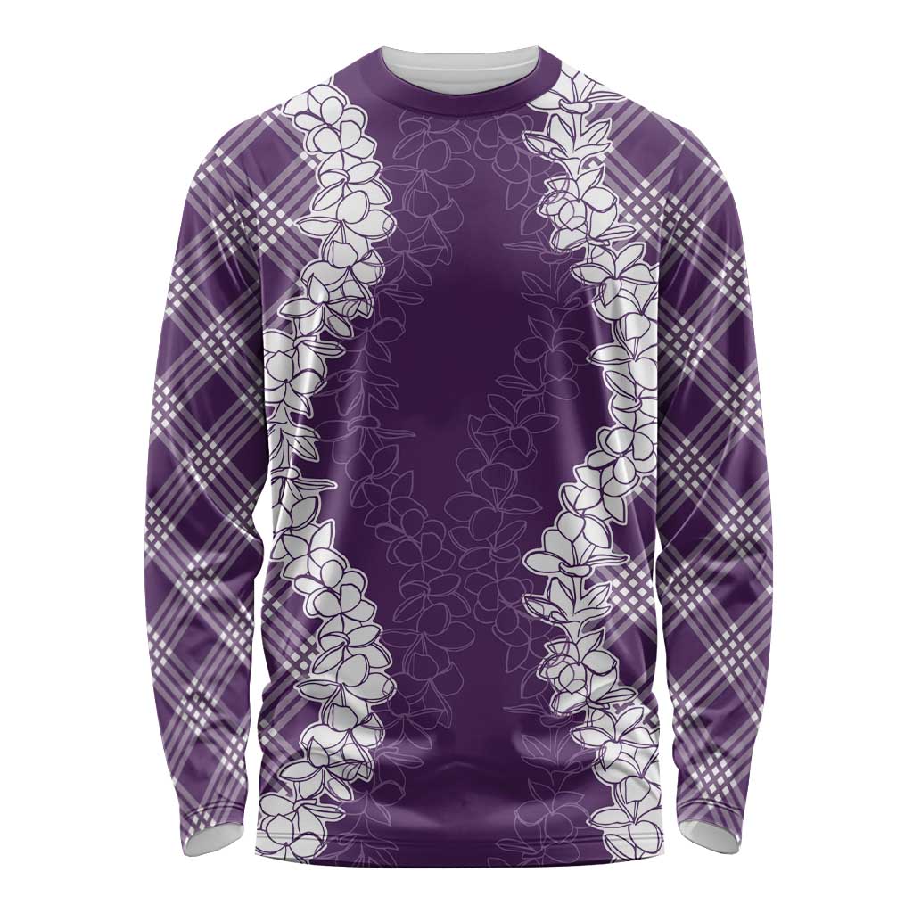 Hawaii Aloha Plumeria Lei Violet Palaka Long Sleeve Shirt LT7 Unisex Violet - Polynesian Pride