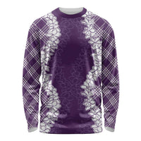 Hawaii Aloha Plumeria Lei Violet Palaka Long Sleeve Shirt LT7 Unisex Violet - Polynesian Pride