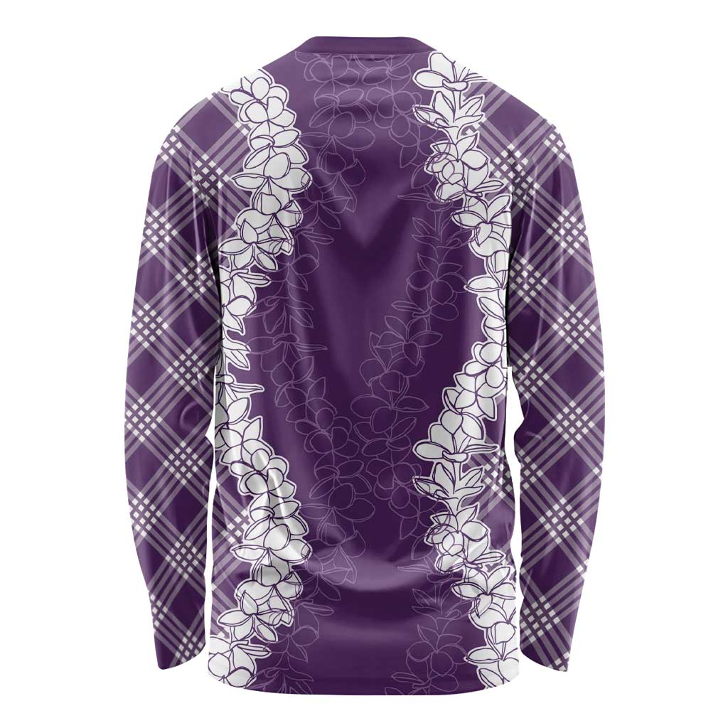 Hawaii Aloha Plumeria Lei Violet Palaka Long Sleeve Shirt LT7 - Polynesian Pride